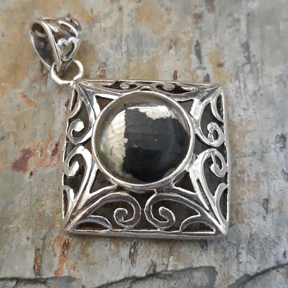 Pyrite in Magnetite Sterling Silver Pendant - Picture 8 of 8